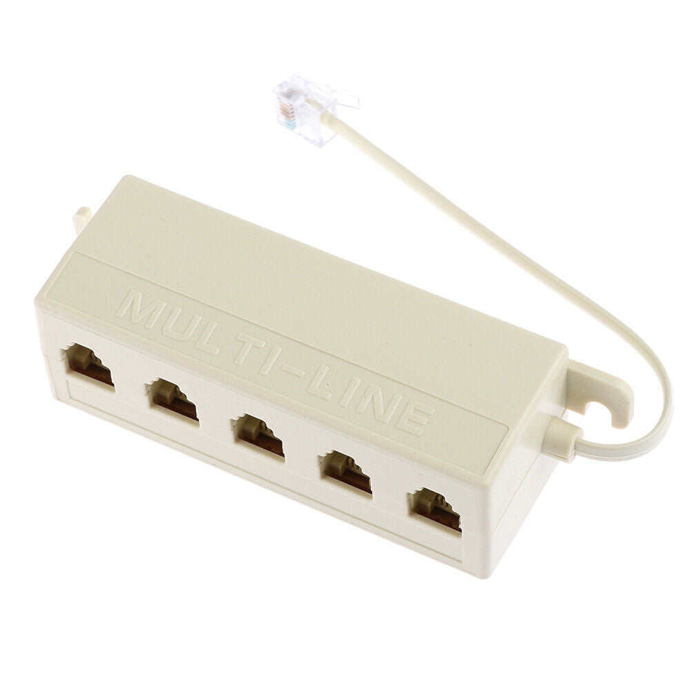 1Pc RJ11 splitter 5 way adapter 1 male to 5 female RJ-11 phone jack splitterATDD