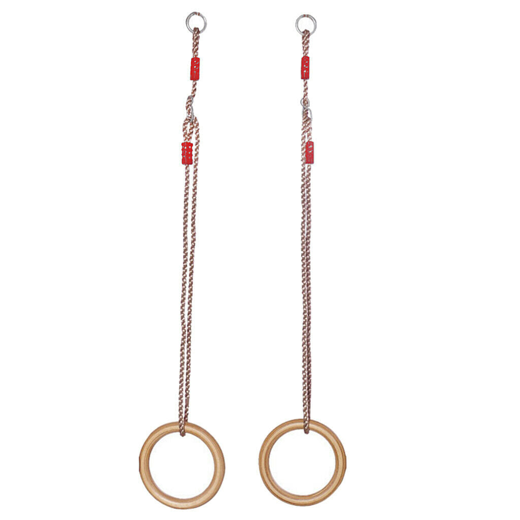 2pcs Wooden Gymnastics Ring Fitness Ring with Straps