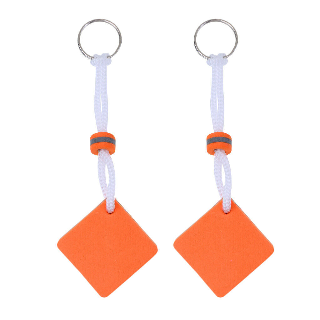 prettyia 2x Yachting Boating Floating Keychain Keyring- Diamond Shape Orange
