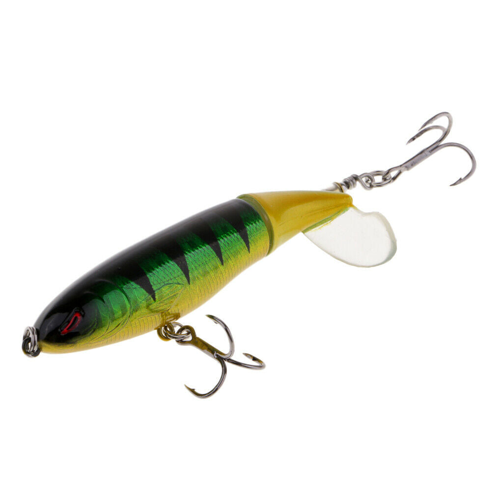2pcs Plastic Topwater Fishing Lure Artificial Rotate Tail Whopper Popper Hard