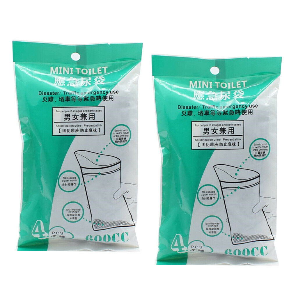 8x Disposable Urine Bags Car Toilet Emergency Travel Traffic Jam Pee Bags
