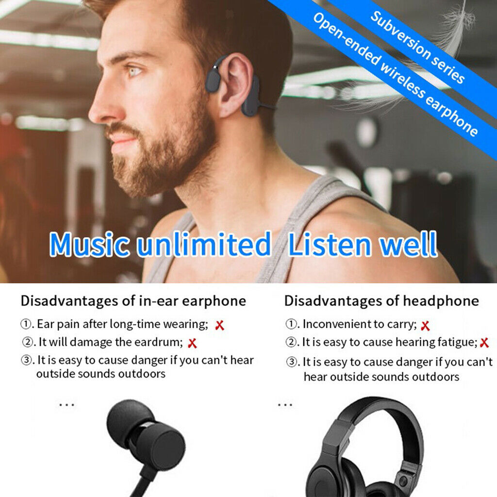2 Bone Conduction Headphones Bluetooth 5.0 Sports Open Ear Wireless Headset
