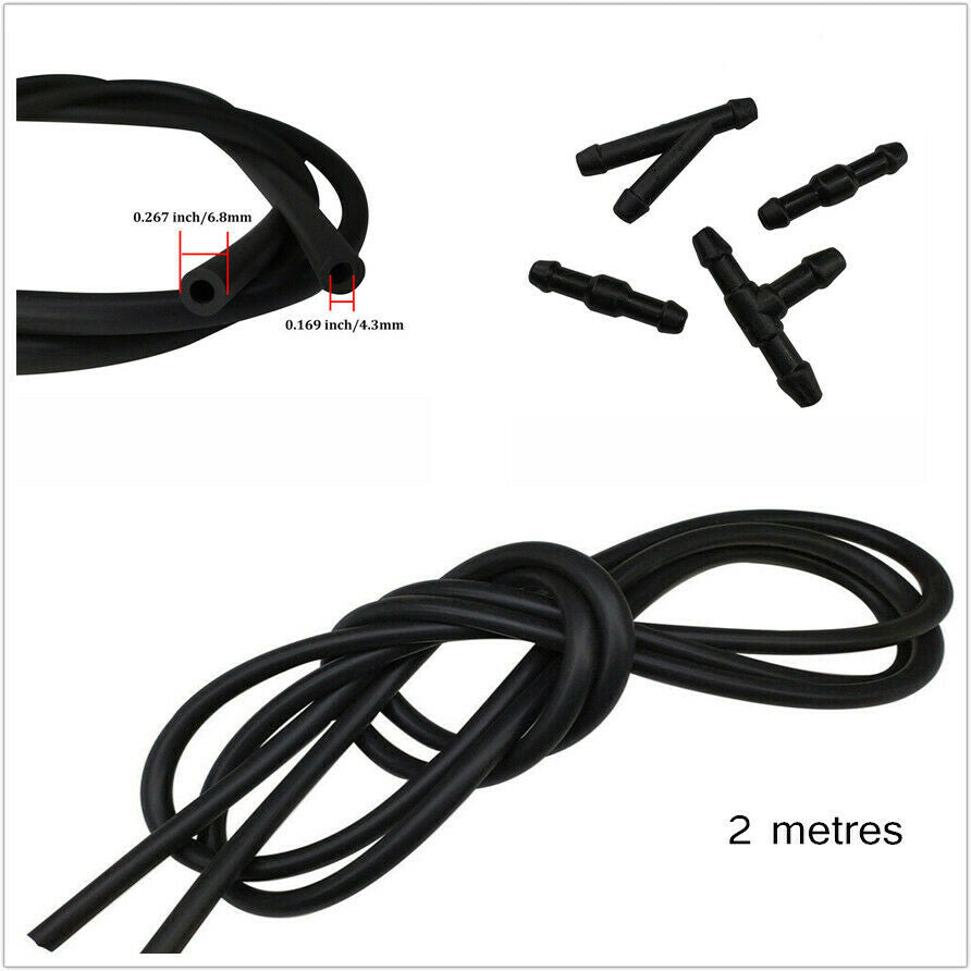 2M Windscreen Wiper Washer Jet Tube Pipe Hose 4 Connectors T Y For Nozzle Pump