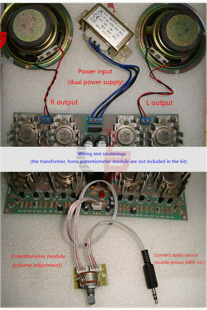 100W*2 OCL Two Channel Amplifier Board Module High Power Electronic DIY Kits