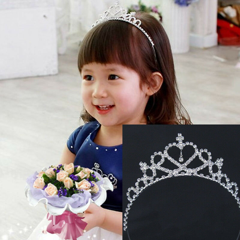 Girl Princess Prom Crown Rhinestone Crystal Tiara Hair Hoop Kid Bridal Headband