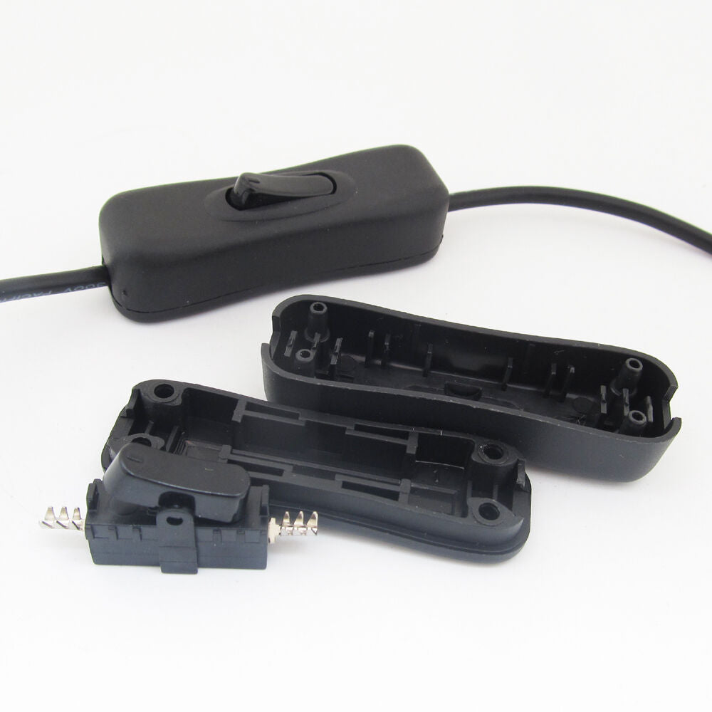 4pcs 1A 125V / 2A 250V Black Plastic ON/OFF Buttom In-Line Cord Wire Switch