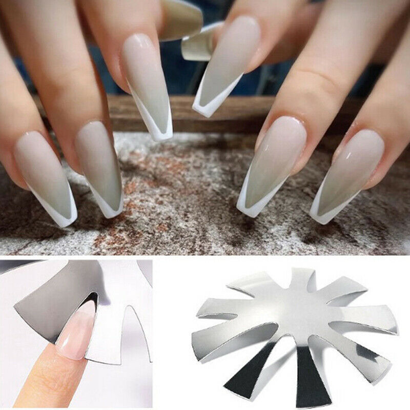 Nail Cutter Plate French Manicure Style V-Shape Stainless Steel Nail Art WF