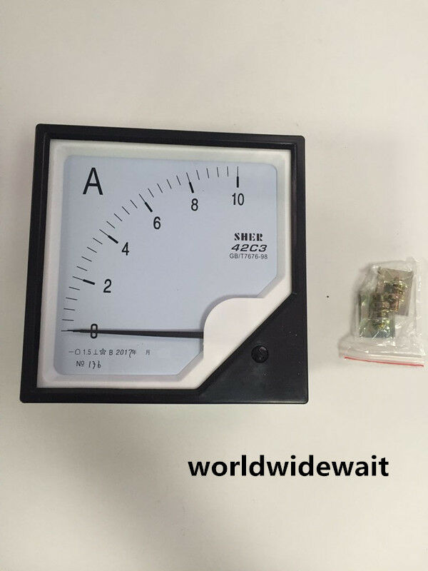 DC 0-10A Zero Setting Square Dial Panel Analog Ampere Meter Ammeter 42C3