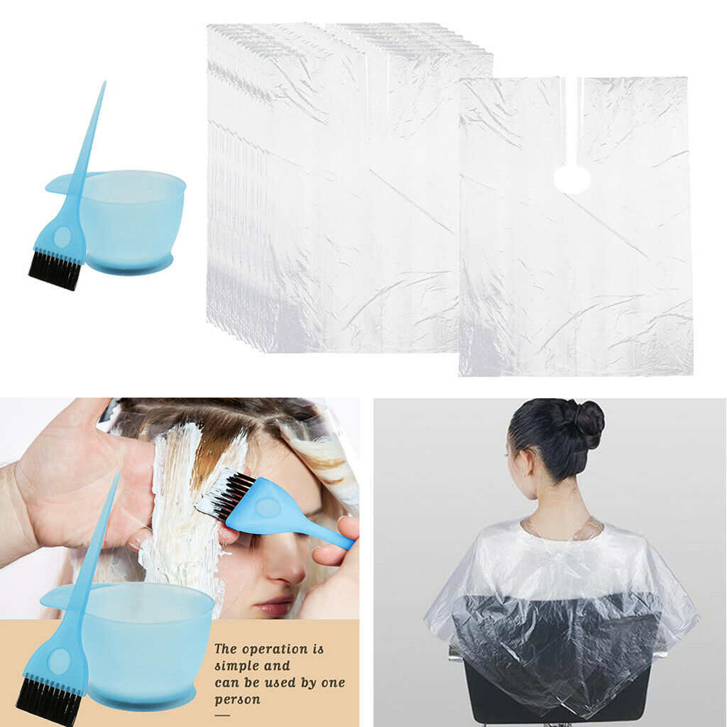 50pcs Transparent Hairdressing Capes Barber Gown Hair Styling Dyeing Apron