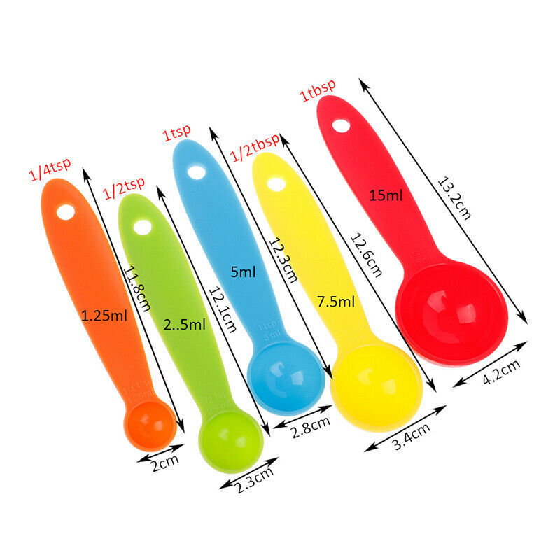 5pcs/set Measuring Spoons Colorful Plastic Measure Spoon Baking Measuring.l8