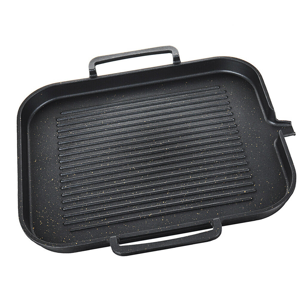 Grill Pan Non-stick Cooking Aluminum Alloy Steak Frying Pan Camping BBQ