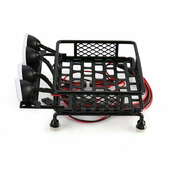 RC CAR Roof Rack Luggage Cer General Type with 4 Round LED Light Bars Truck ClC4
