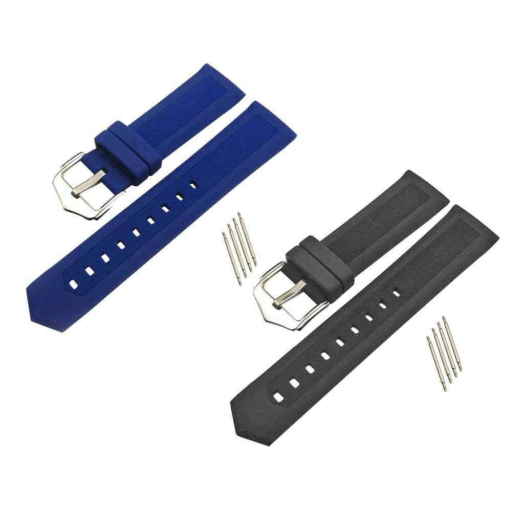 Waterproof Silicone Bracelet Black / Blue Silicone Watch Strap