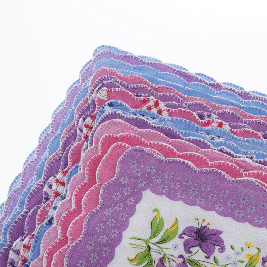 15x Handkerchiefs Cotton Assorted Flower Hankies Hanky Party Kerchiefs Bulk