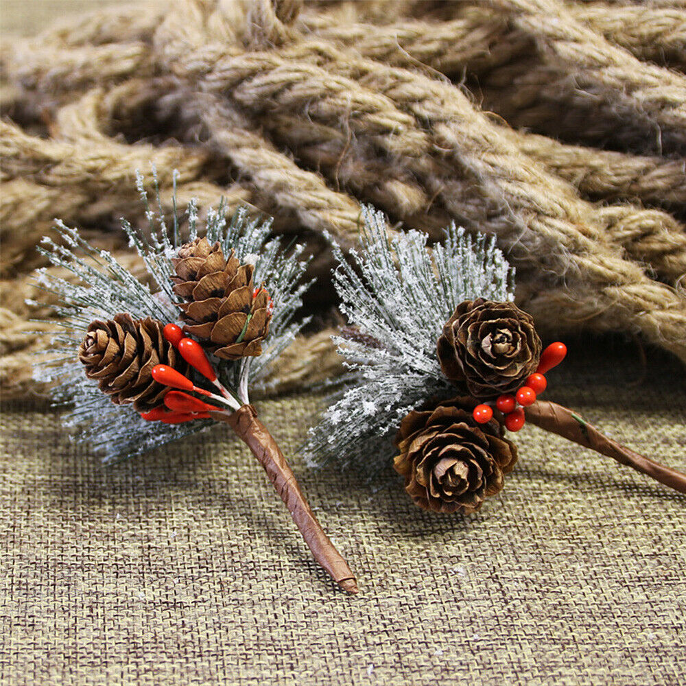 5Pcs Artificial Cedar Pine Needles Cone Bunches Christmas Wreath Decor DIY Xmas