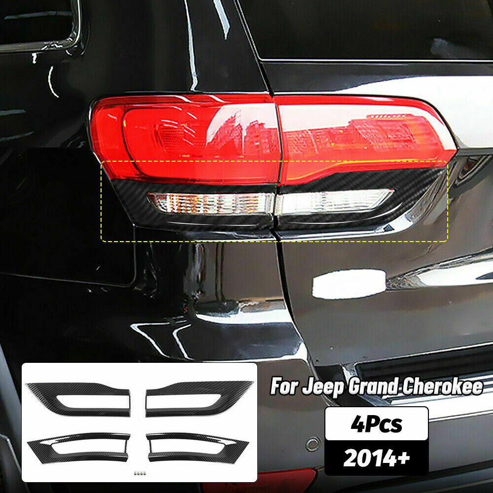 4pcs Gloss Black Tail Light Cover Trim Bezel Kit for Jeep Grand Cherokee 2014+