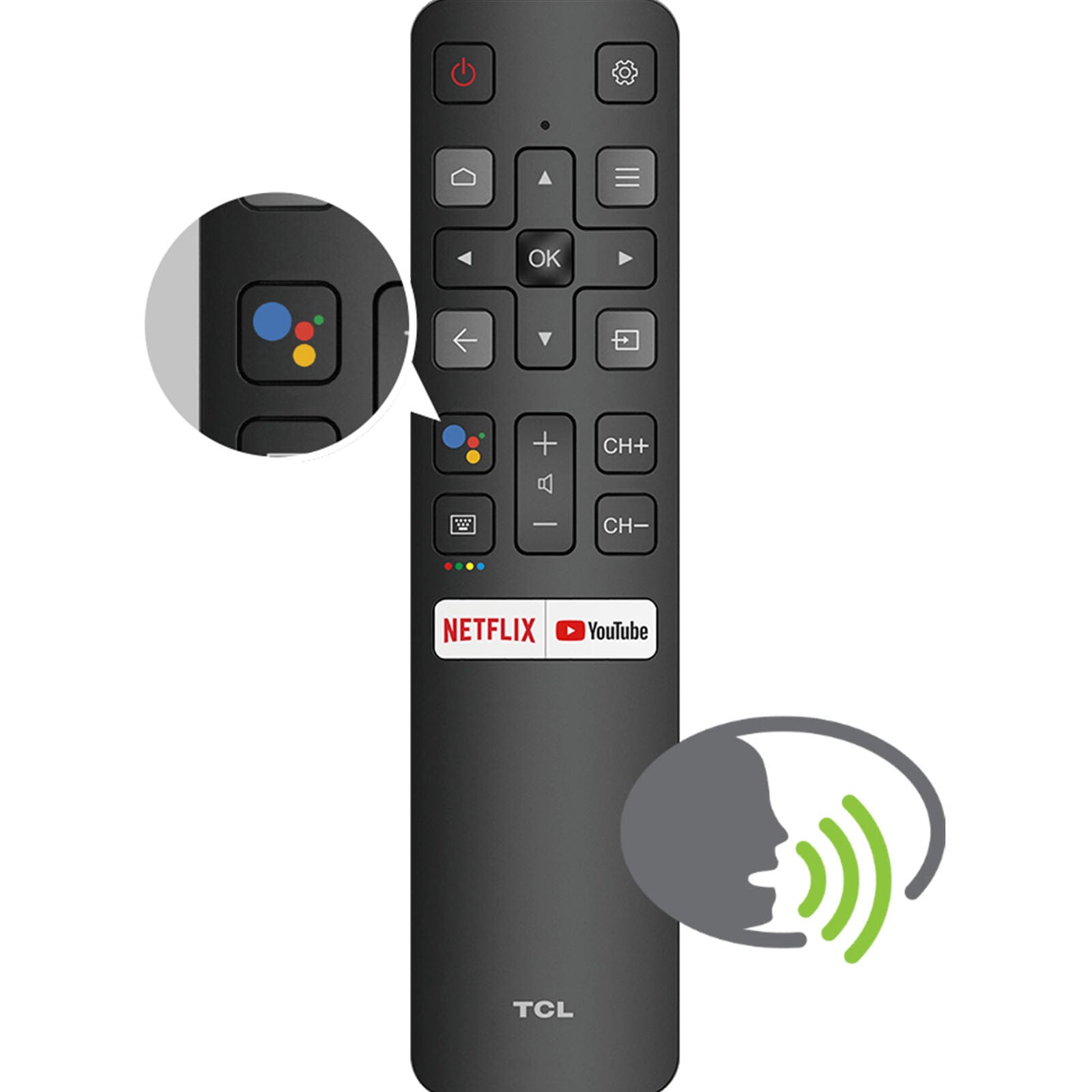 Android TCL RC802V Remote Control Voice Function with Netflix and YouTube Keys
