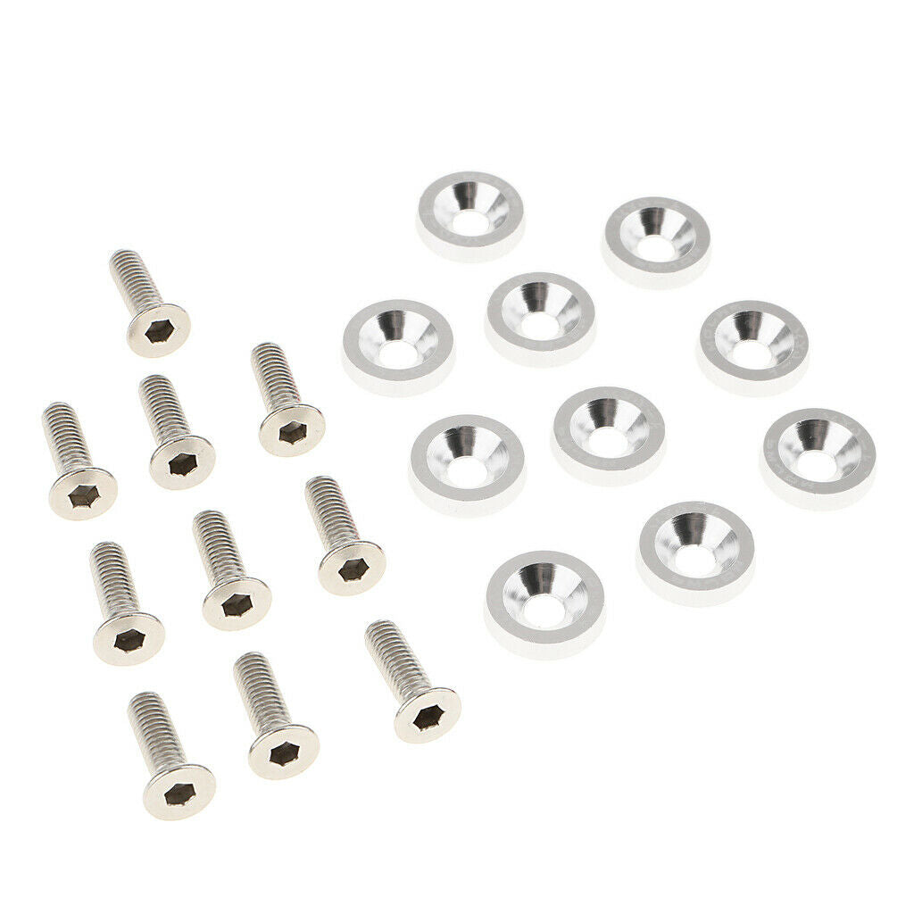 10PCS Car Reinforcement Aluminum Fender Washers and 10PCS 6mm Screw Sliver