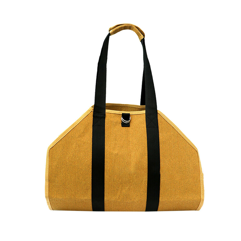 Waxed Canvas Log Carrier Bag, Water Resistant Firewood Carrying Bag Wood Tote HN