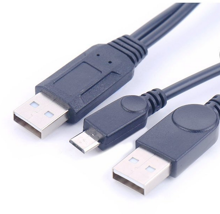 New USB 2.0 A Male to A Male + Micro 5pin Male Data Power Y Cable HDD Hard Drive