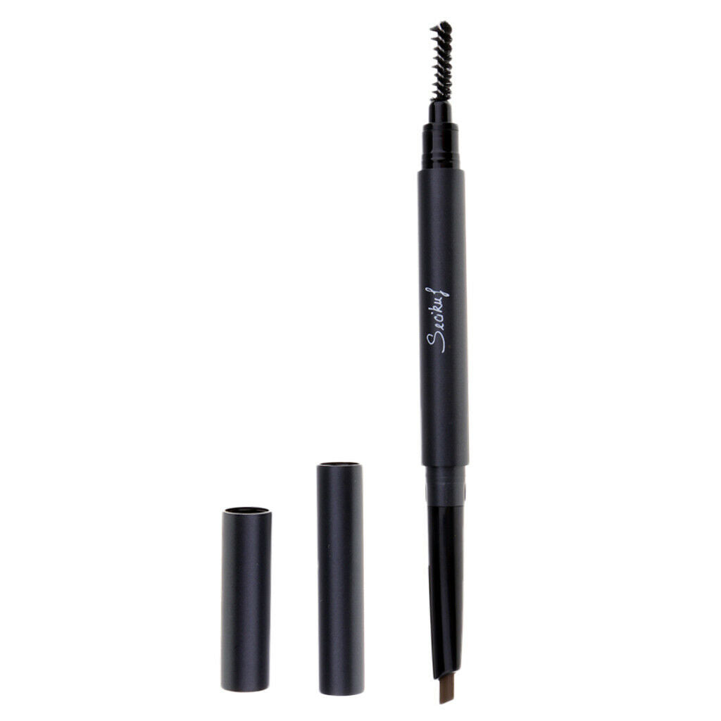 4 Colors Waterproof Automatic Eyebrow Cosmetic Pencil w/ Brush Light Coffee