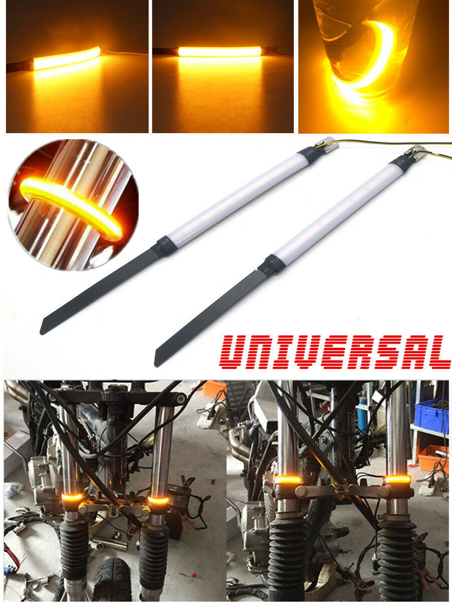 Wrap-around Zip LED Motorcycle Fork Turn Signals 130*11mm LED Strips Waterproof