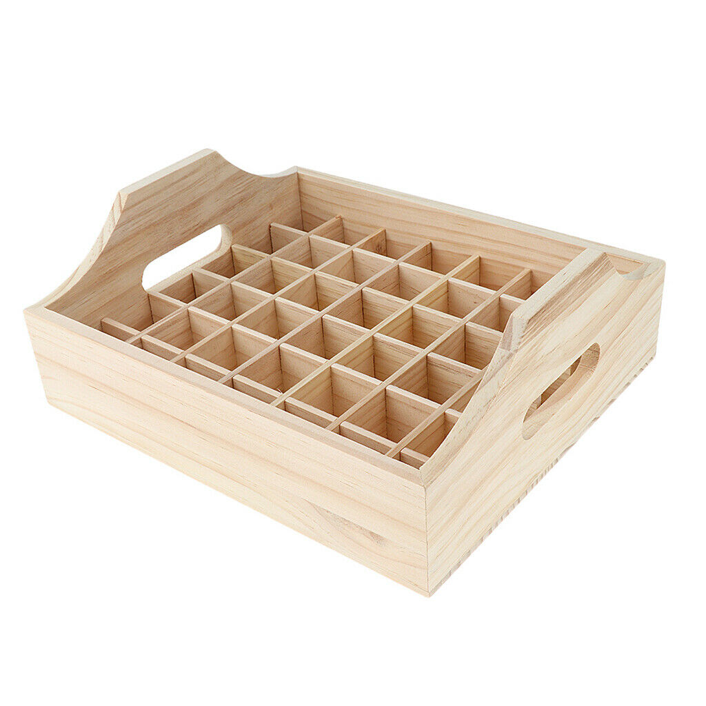 42 Slots Essential Oil Holder Display Wooden Storage Case Tray Organizer