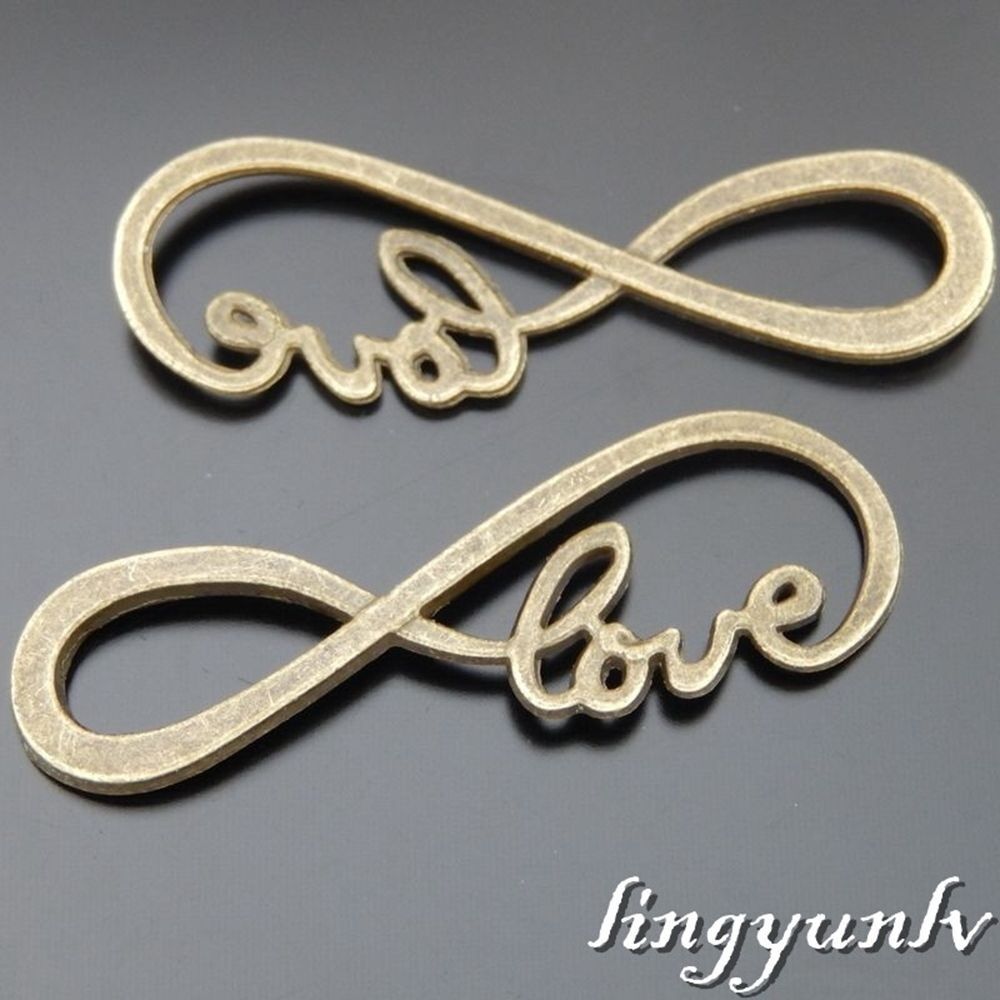 20 pcs Antiqued Bronze Infinity Love Pendant Bracelet Charm Jewelry Connector