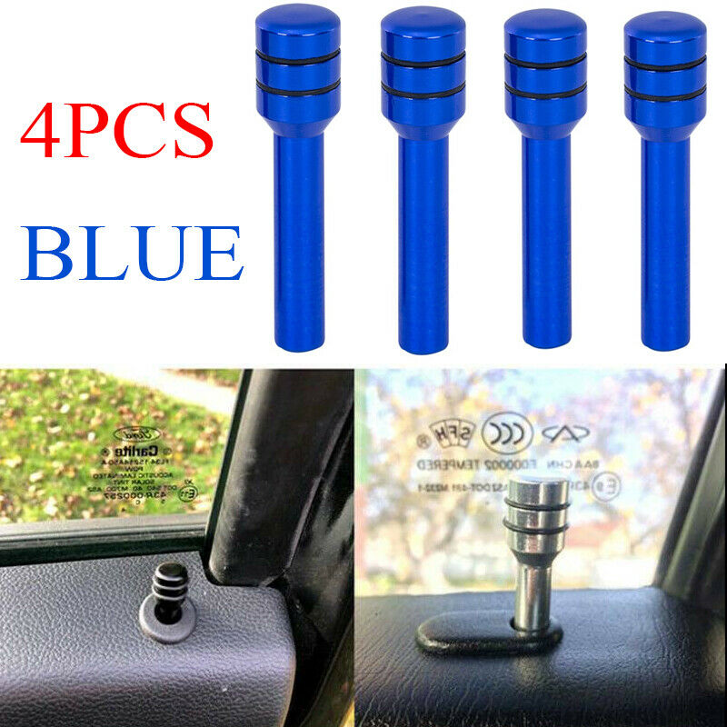 4PC Blue Alloy Universal Car Vehicle Truck Interior Door Lock Knob Pull Pin