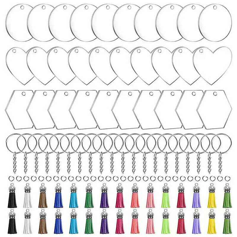 Acrylic Keychain Blank Transparent Ornament Pendants and Round Keychain Tass JY