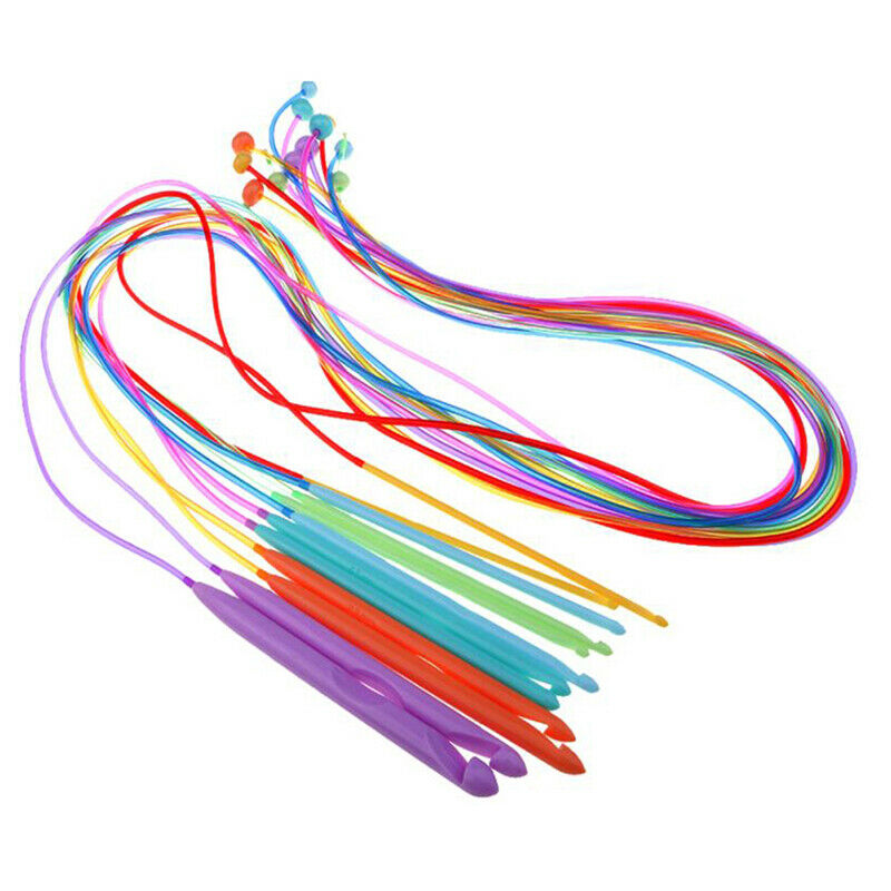 12pcs Plastic Flexible Afghan Tunisian Crochet Hooks Weave Needles 3.5 N JfJCDD