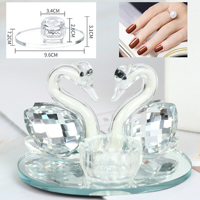 Swan Crystal Diamonds Glass Cup Powdr Liquid Container Dish Nail Art Tools  TL