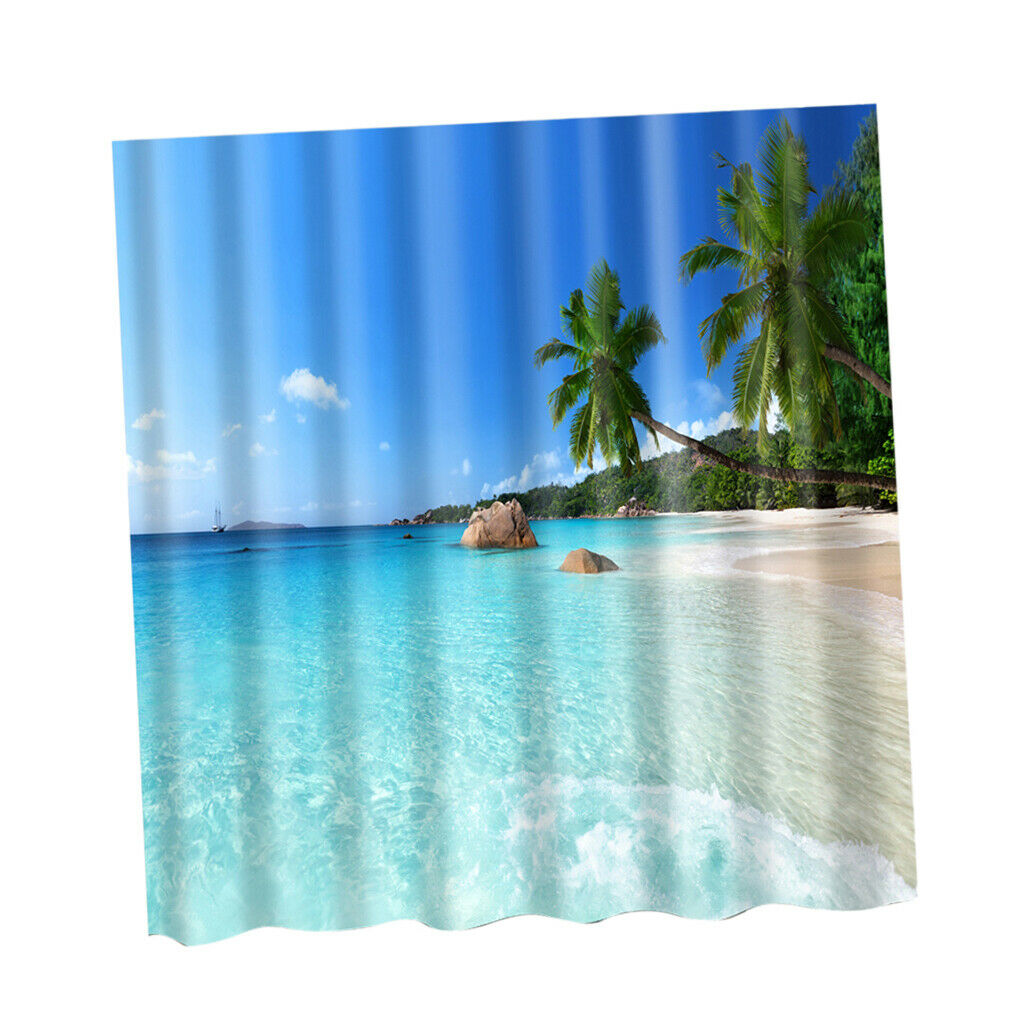 Natural Scenery Shower Curtain Waterproof Bath Decor  Seaside