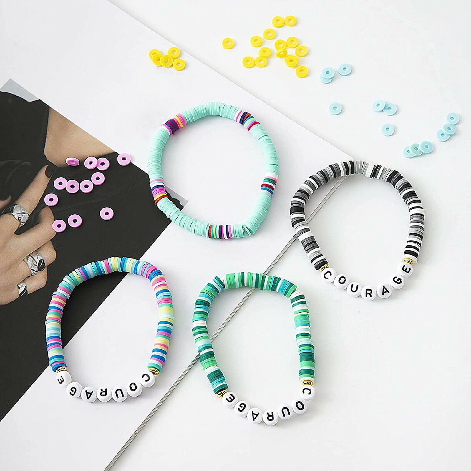 Flat Polymer Clay Beads Loose DIY Necklace Bracelets Jewelry Making Finding