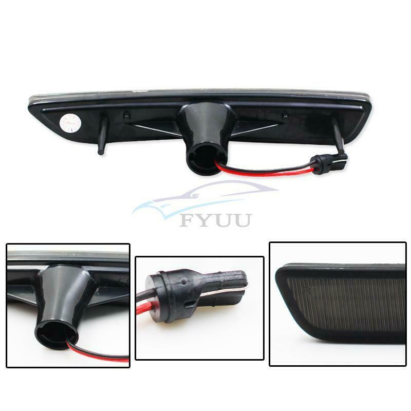 1 Pair Smoked White LED Side Marker Lamp Indicator Light For Ford Mustang 10-14