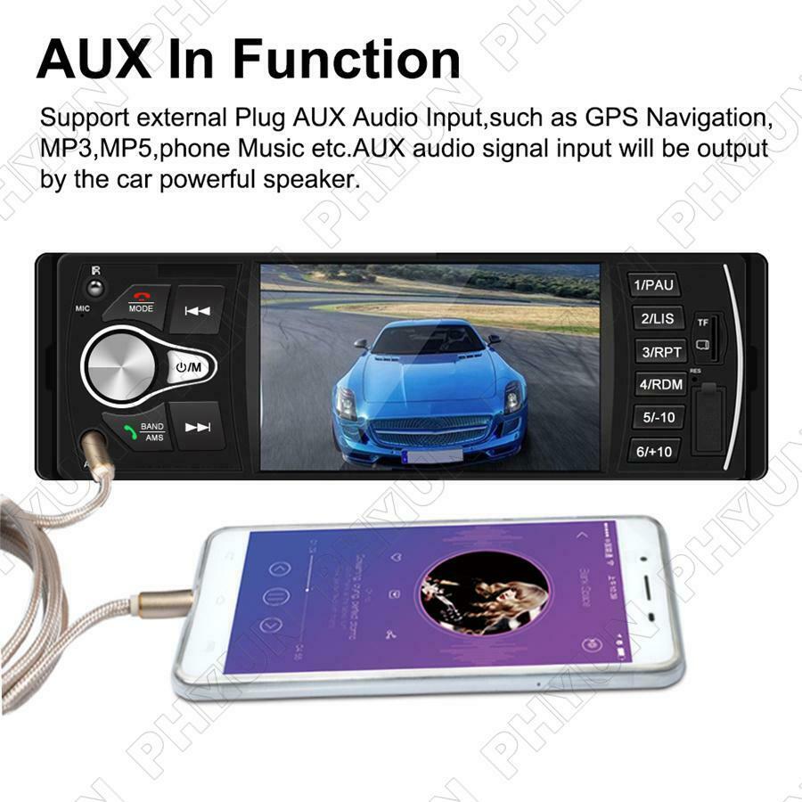 1 DIN 4.1" Car Stereo Radio Audio MP5 Player Bluetooth MP3 FM AUX USB w/ Remote