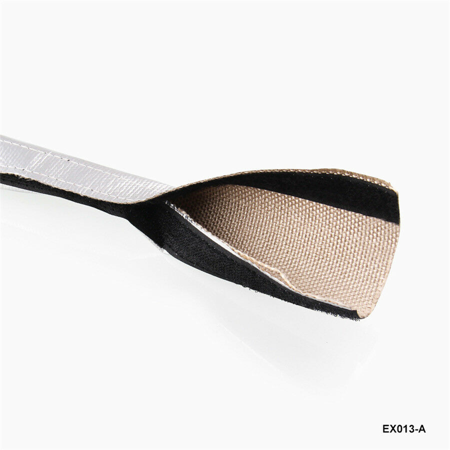 Metallic Heat Shield Thermal Sleeve Insulated Wire Cover 910mmx85mm Open Edges