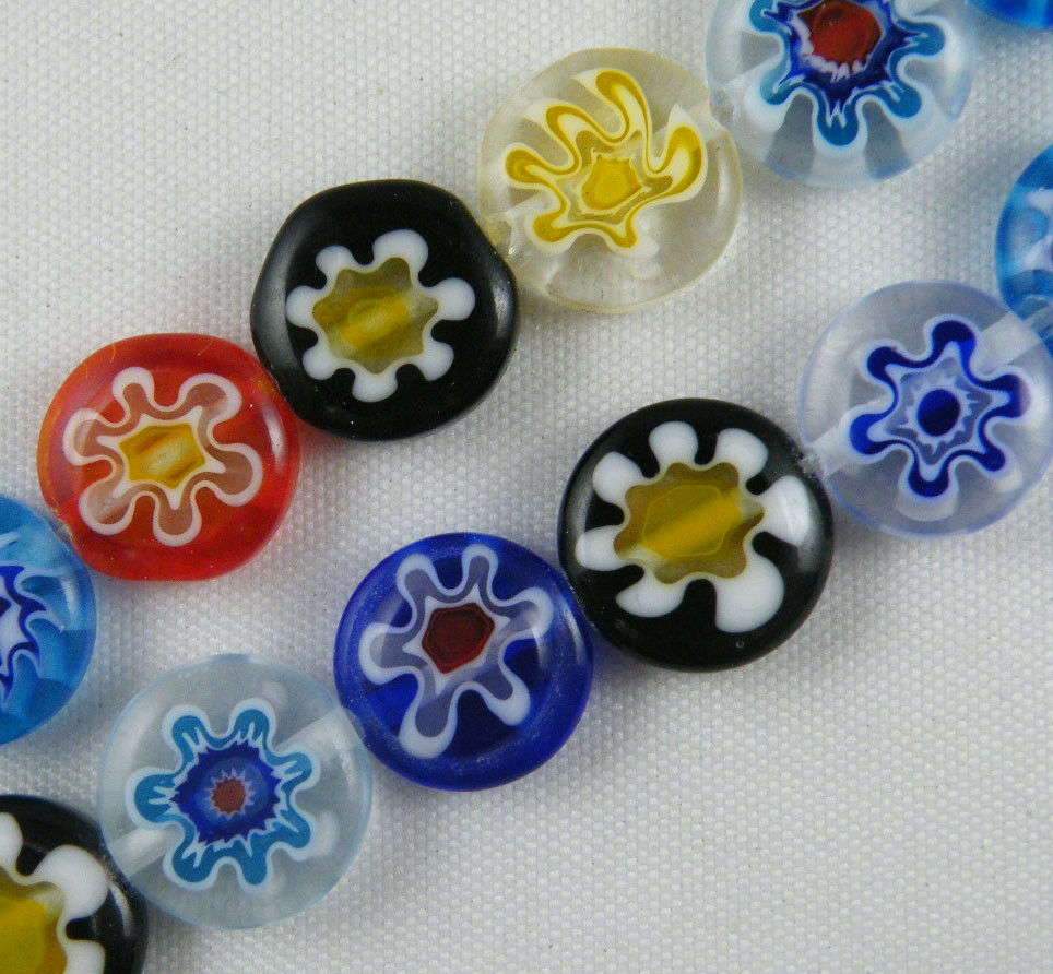 30pcs Glass Mixed Flat Spacer Beads Findings 12x4mm P454