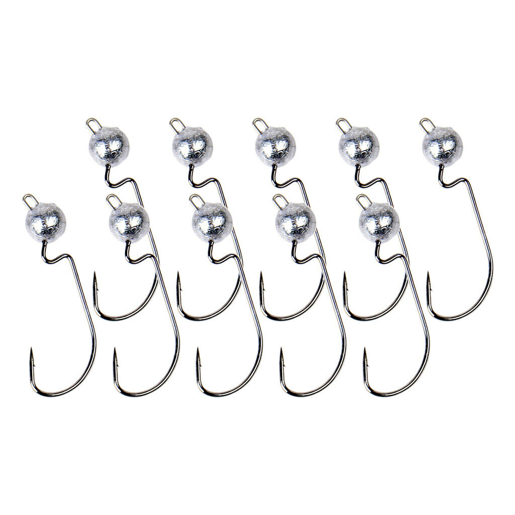 10pcs Weighted Fishing Hooks Crank Hook with Lead for Swimbaits 5g