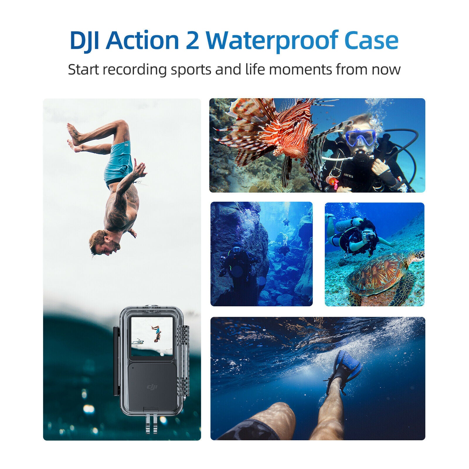 45m Waterproof Diving Housing Case Cover Set For DJI Action 2 Sports Camera New