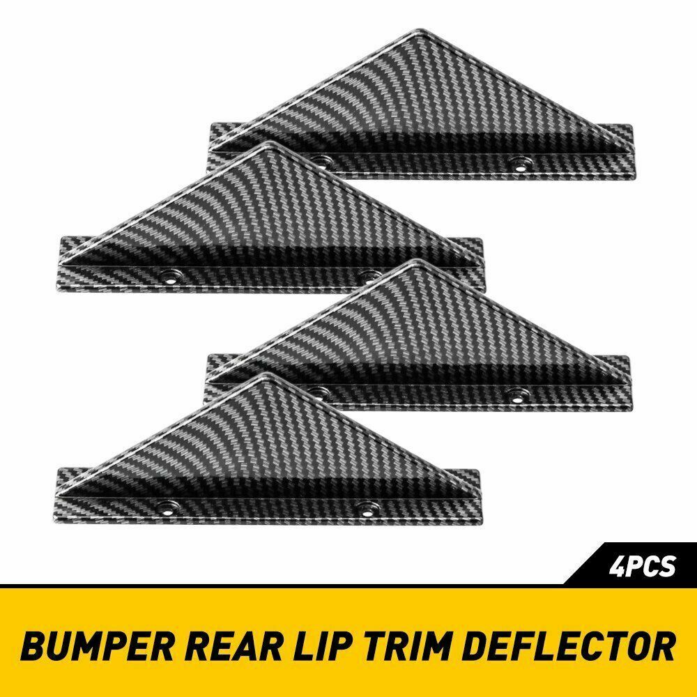 Universal Rear Bumper Diffuser Fin Spoiler Lip Wing Splitter Carbon Fiber 4Pcs