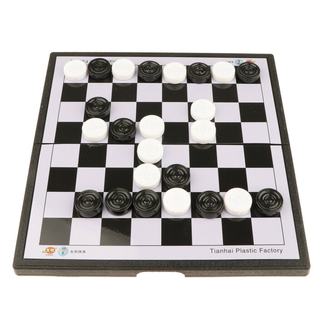 Chess Game Set, Checkers Game Board Foldable International Draught Chess Game