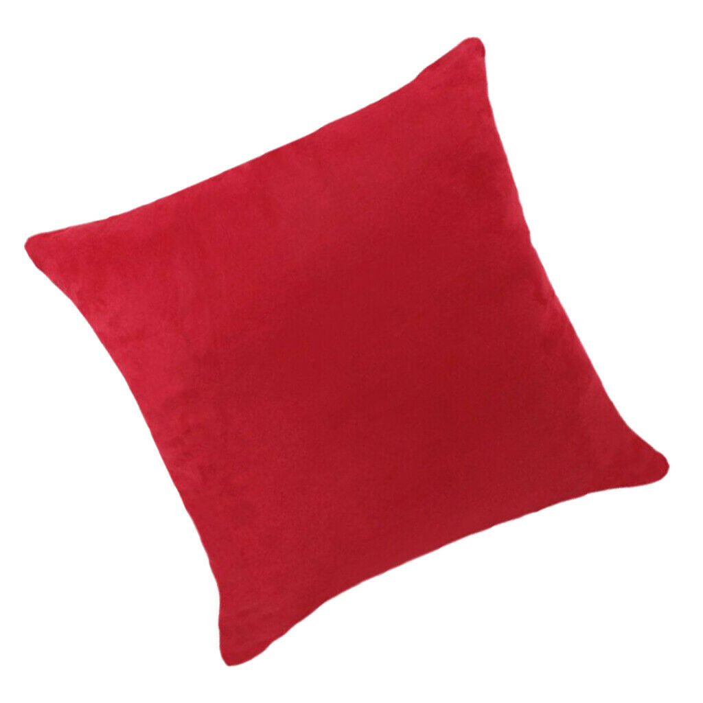 2Pcs Solid Color Luxury Pillow Case Soft Suede w/ Hidden Zipper Red 45x45cm