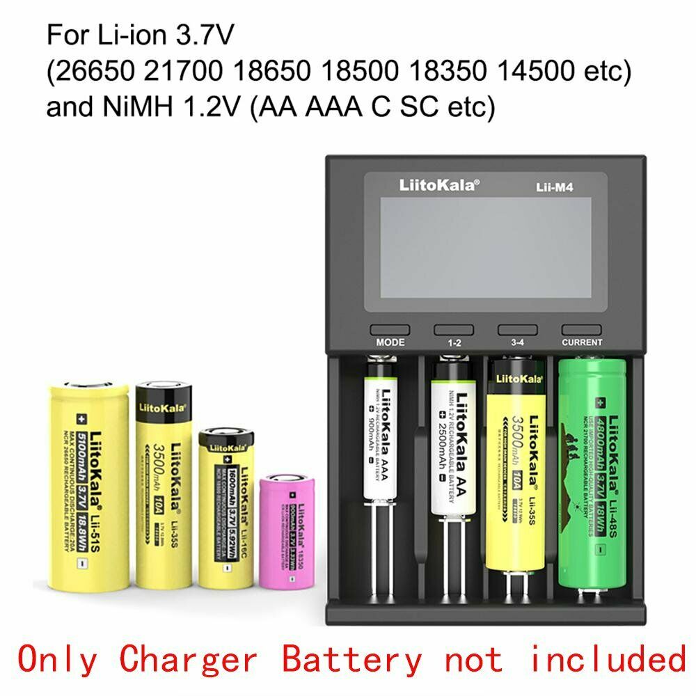 LiitoKala Lii-M4 LCD Display Smart Universal Battery Charger for 18650 AA AAA