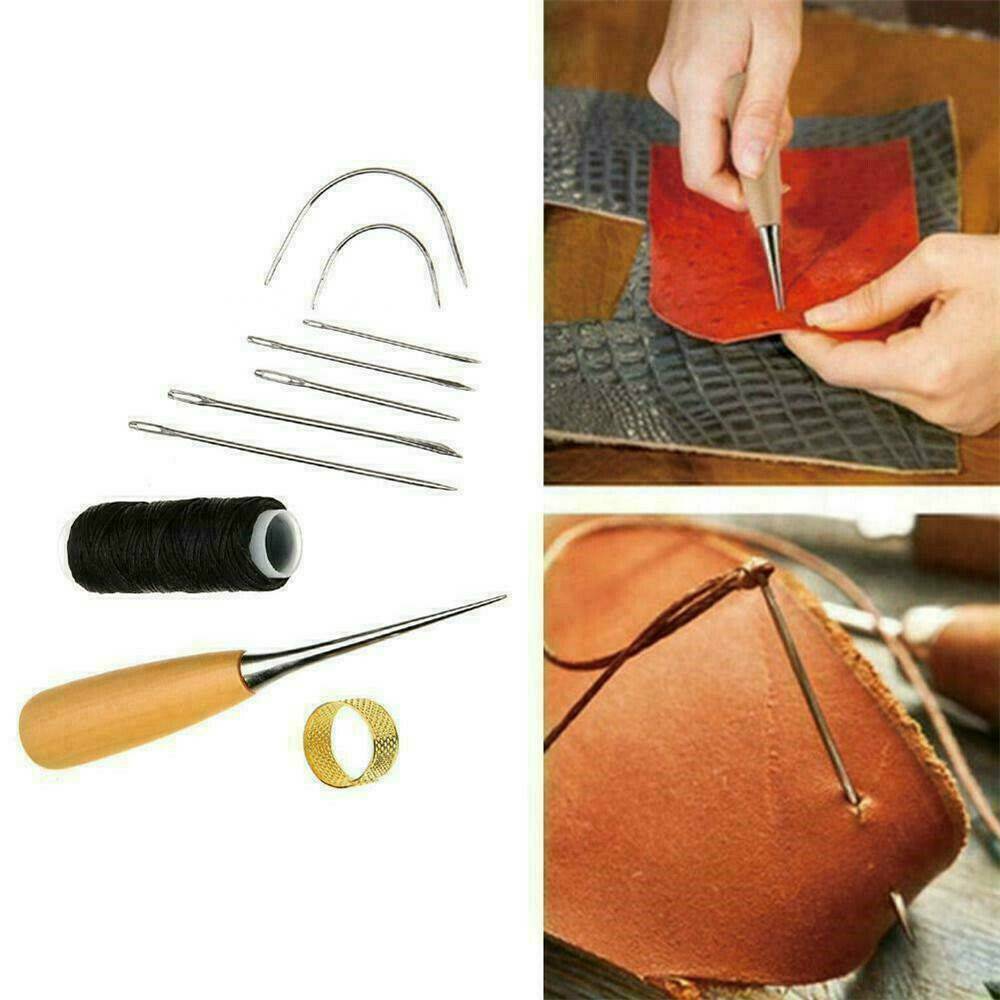 10x Leather Tent Sewing Awl Hand Stitcher Leather Craft Needle Kit Tool Fix UK