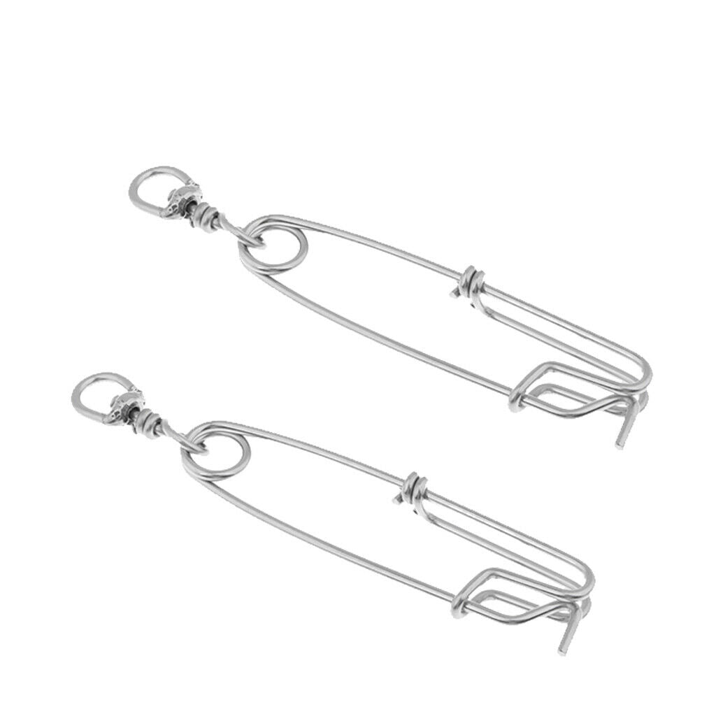 2x Long Line Clip Snap Clasp Stainless Steel Connector Fishing Fisherman