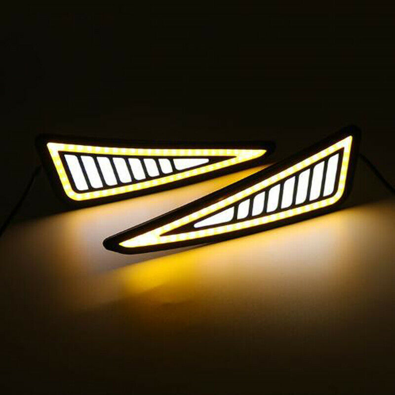 1Set Car Universal DRL LED Daytime Running Light Driving Turn Signal White/Amber