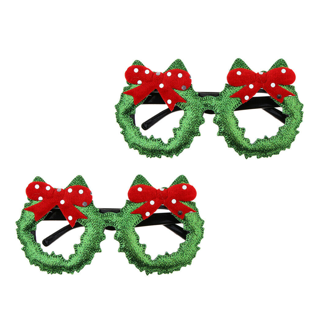 2 Pack Christmas Costume Eyewears Christmas Tree Bowknot Eyeglasses Frames for