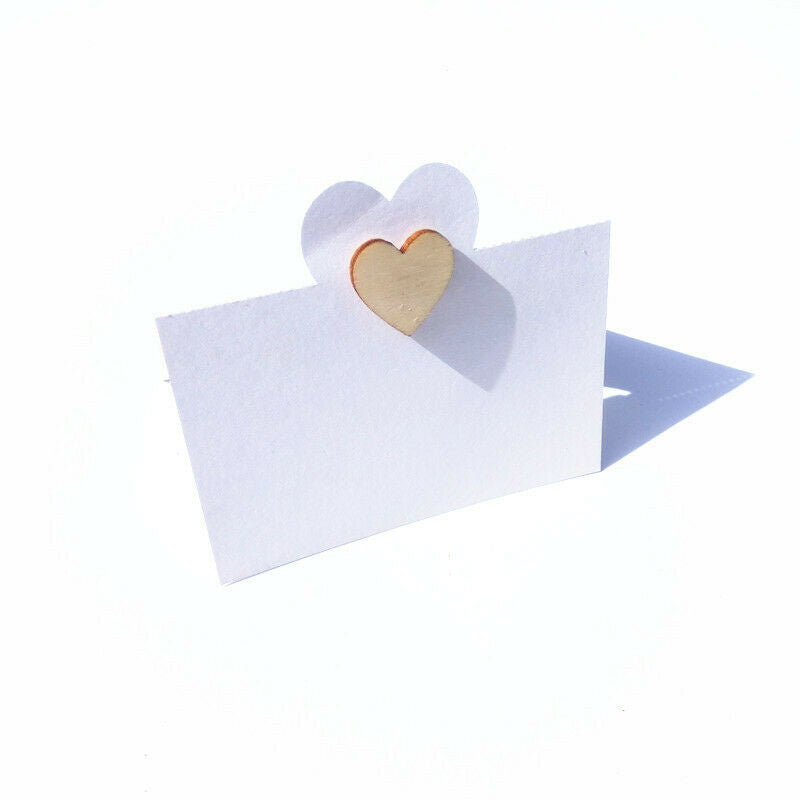 50 Pieces Wooden Love Heart Table Name Place Cards Wedding Party Decor Favor