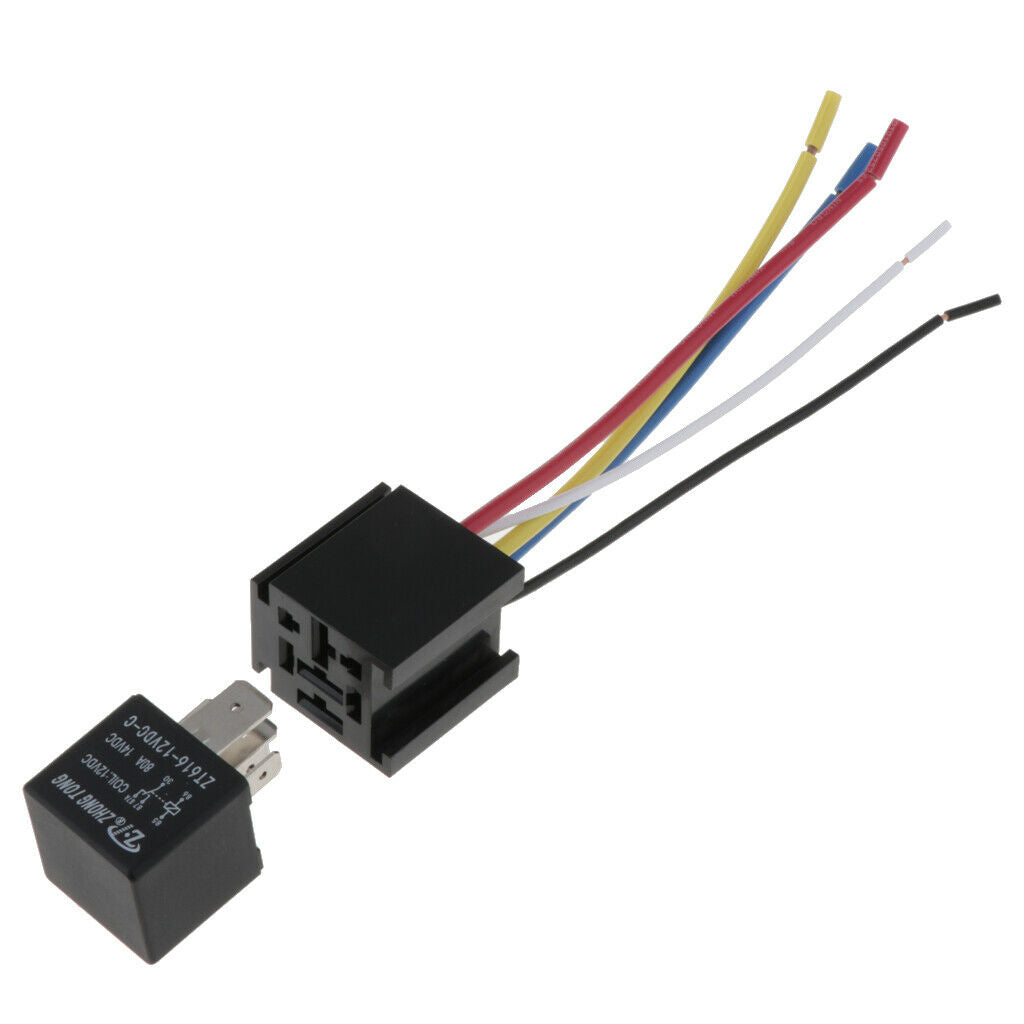 Car 80A 5 Pin Wires Relay Socket Harness Connector with  Socket
